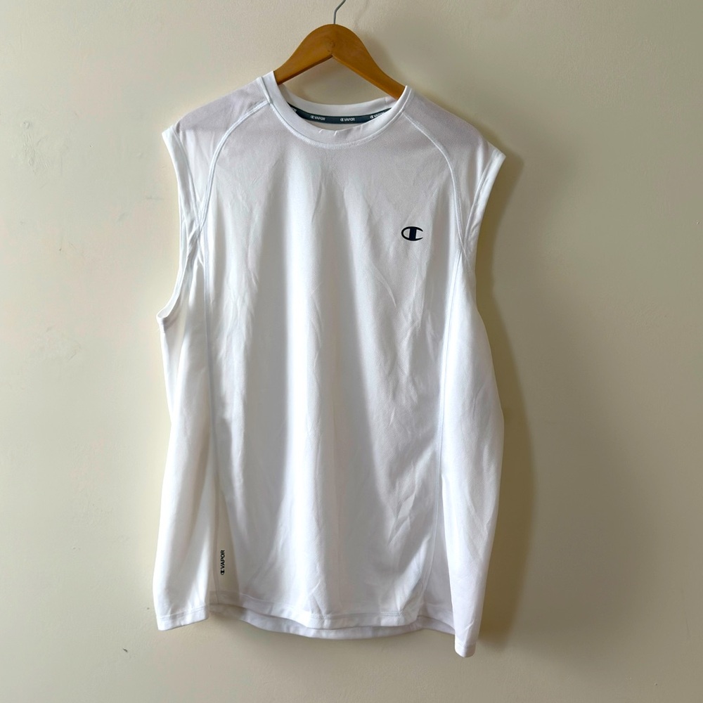 Champion Men’s White Raglan Cap Sleeve Tee XL 100% Cotton Athletic Fit NWT - Picture 2 of 9